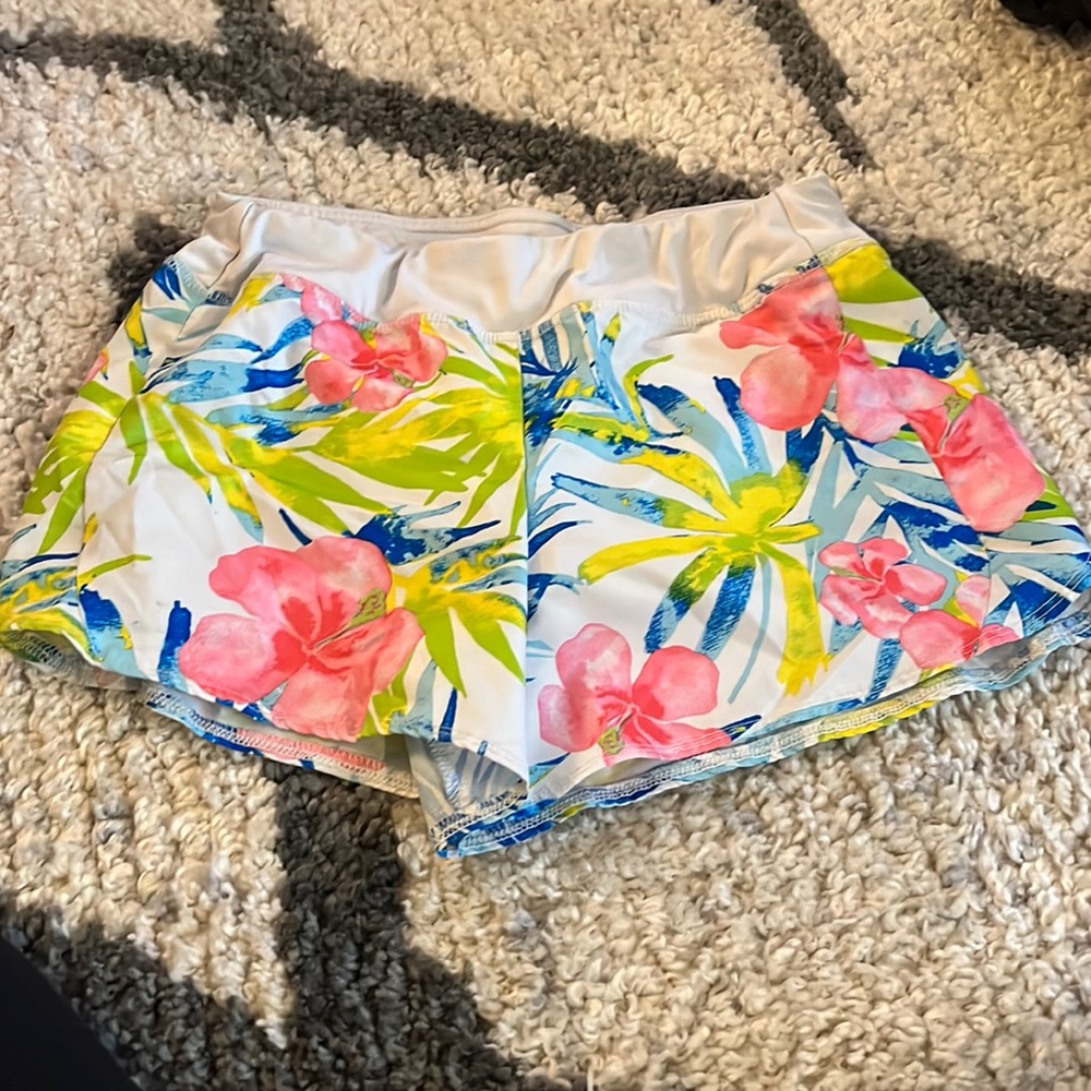 Girls sports shorts. Size L. Lined on inside. Adjustable tie on inside.